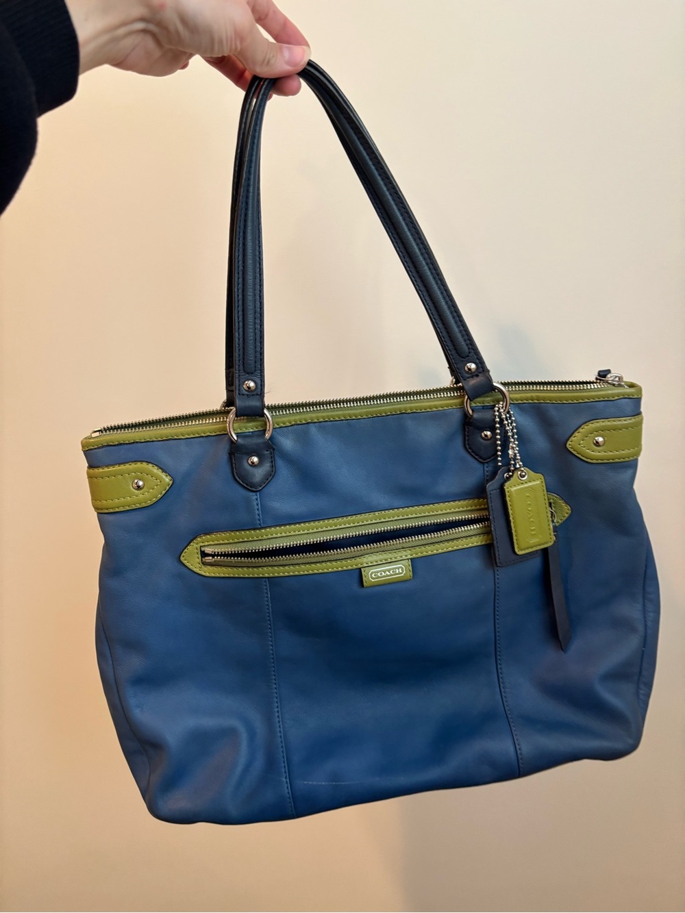 Rare Coach Daisy Spectator Emma Blue and Green Leather Tote Bag